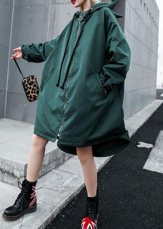 Women hooded Fine clothes green loose women coats fall AT-TCT190923