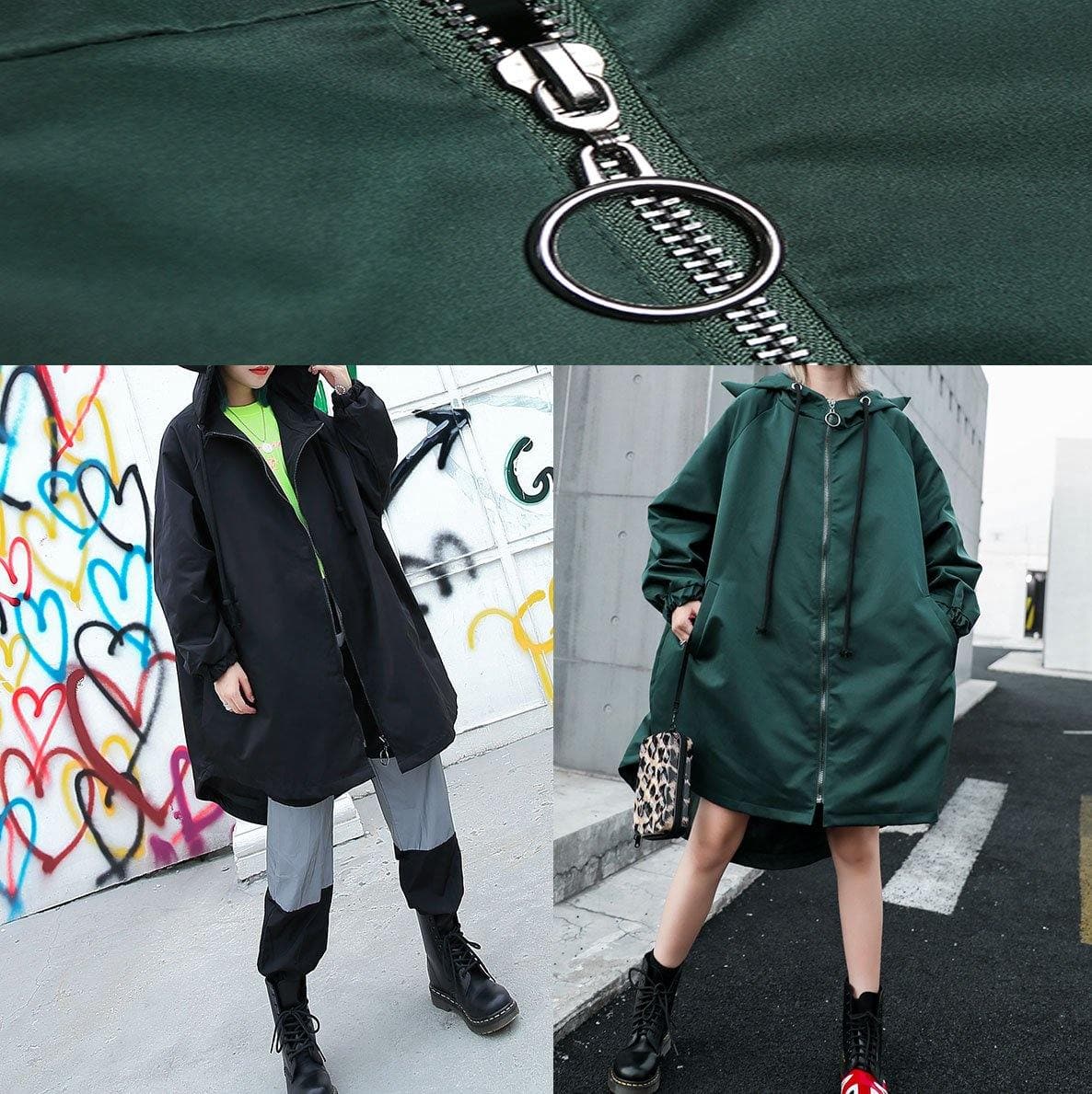 Women hooded Fine clothes green loose women coats fall AT-TCT190923