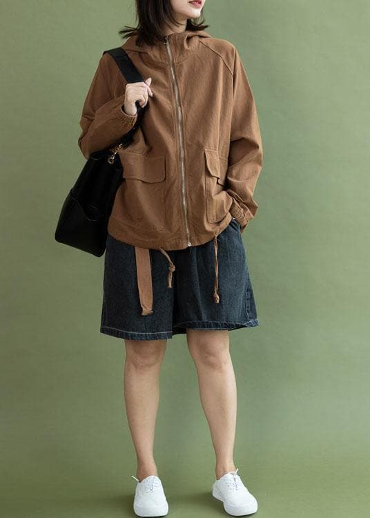 Women hooded Plus Size Long coats chocolate drawstring cotton short jackets fall CTS191011