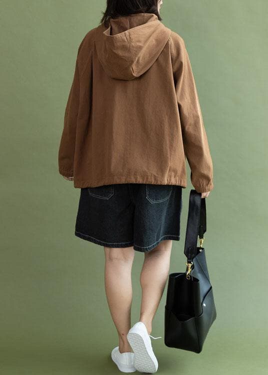 Women hooded Plus Size Long coats chocolate drawstring cotton short jackets fall CTS191011