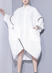 Women lapel asymmetric Tunics Tutorials white Dress AT-LTP201228