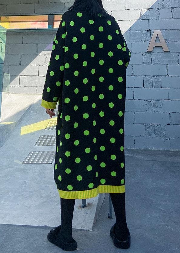 Women o neck baggy Sweater dress outfit plus size green dotted Fuzzy knitted dress AT-NSD191231