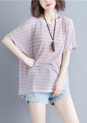 Women o neck cotton summer Inspiration red striped shirt STP200409