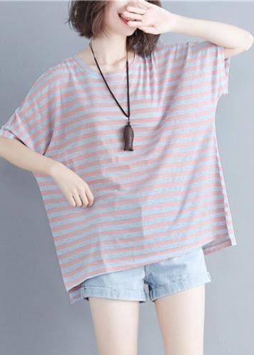 Women o neck cotton summer Inspiration red striped shirt STP200409