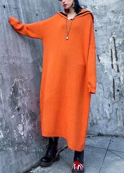 Women Orange Sweater Aesthetic Largo Sailor Collar Big Winter Knitted Tops AT-NSD191203