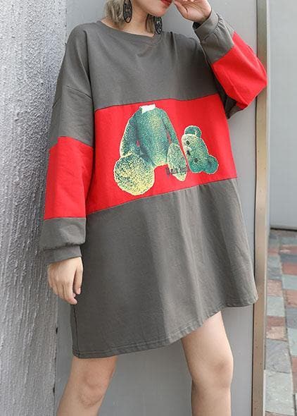 Women patchwork cotton box top Tunic Tops gray top fall AT-LTP190903