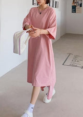 Women pink dress o neck low high design Dresses summer Dress AT-SDL200707