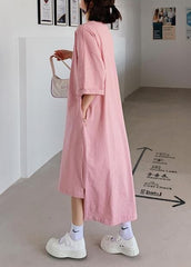 Women pink dress o neck low high design Dresses summer Dress AT-SDL200707