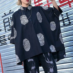 Women pockets cotton top silhouette fine Tutorials black print oversized blouses AT-LTP190115