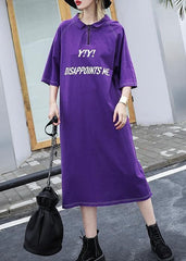 Women purple cotton outfit alphabet prints long summer Dress AT-SDL190411