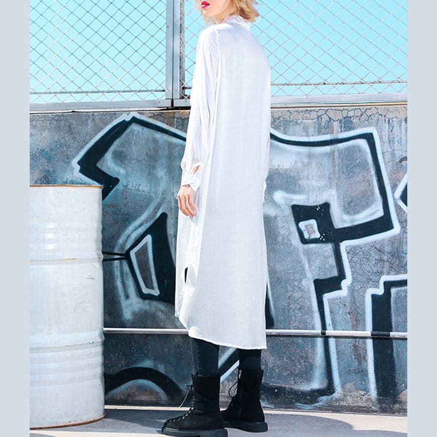 Women side open Cotton quilting clothes Pakistani Photography white oversized shirt Dress AT-FDM190115