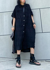 Women Cinched cotton summer clothes Women Wardrobes black long Dresses AT-SDL200508