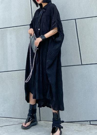 Women Cinched cotton summer clothes Women Wardrobes black long Dresses AT-SDL200508