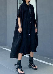 Women Cinched cotton summer clothes Women Wardrobes black long Dresses AT-SDL200508