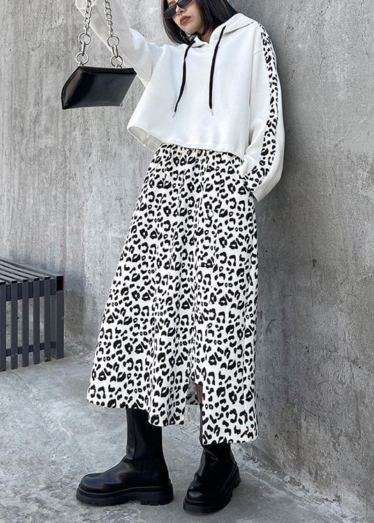 Women's Retro Fashion Fried Street Leopard Print Bodysuit Two Piece Skirt AT-FDL210127