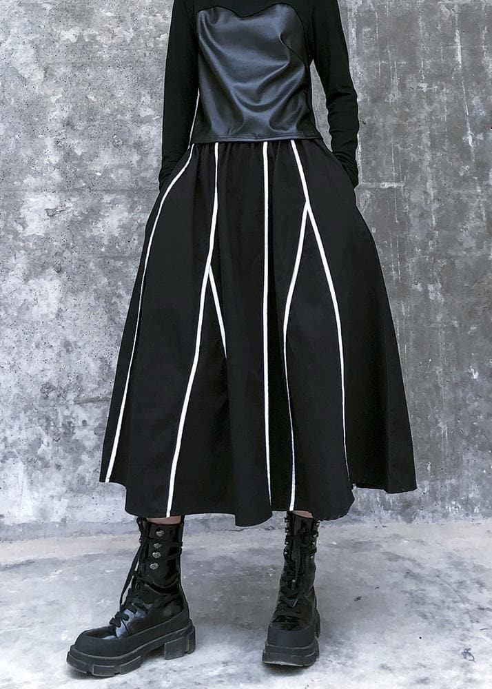 Women's Retro skirt high waist large black striped skirt new AT-SKTS201228