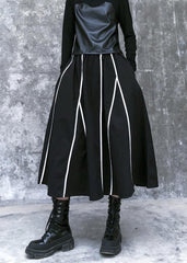 Women's Retro skirt high waist large black striped skirt new AT-SKTS201228