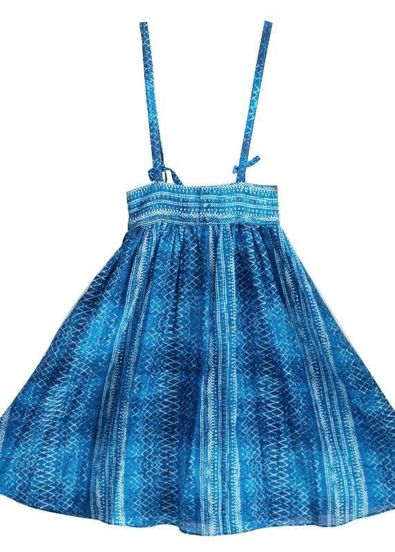 Women's Summer 2021 New Dress Blue Print Strap Skirt Swing Skirt FDL210114