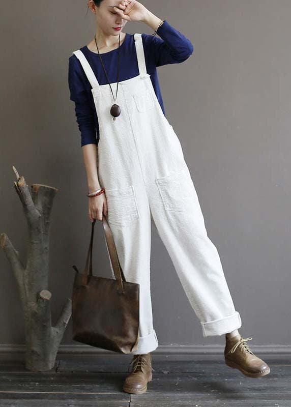 Women's autumn loose loose white corduroy overalls college jumpsuit JPTS200522