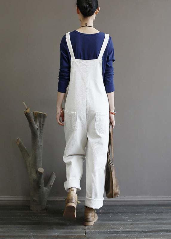 Women's autumn loose loose white corduroy overalls college jumpsuit JPTS200522