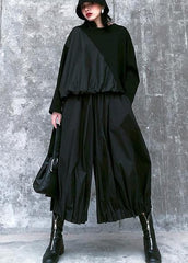 Women's baggy pleated wide leg pants high waist black casual pants AT-LPTS201228