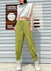 Women's casual trousers summer green thin section loose  thin harem beam feet pants AT-LPTS200623