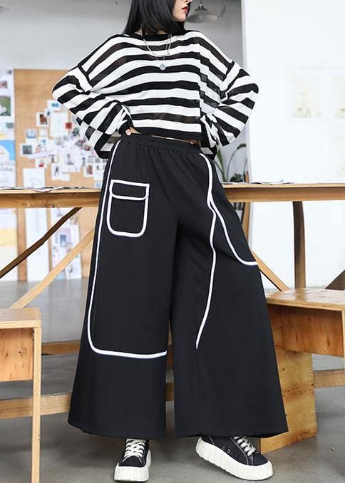 Women's high waist loose straight summer thin section  black nine-point casual pants AT-LPTS200723