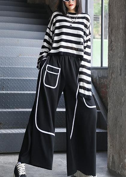 Women's high waist loose straight summer thin section  black nine-point casual pants AT-LPTS200723