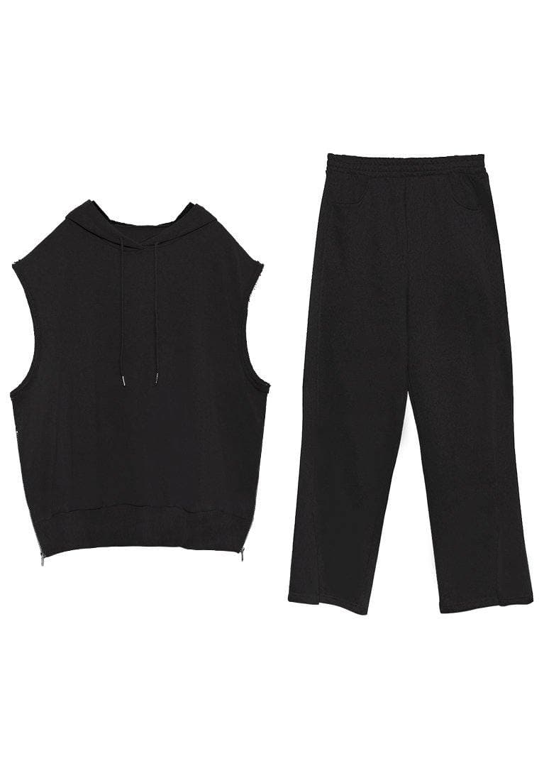 Women's suit show thin sports leisure black two piece set AT-SDL201228