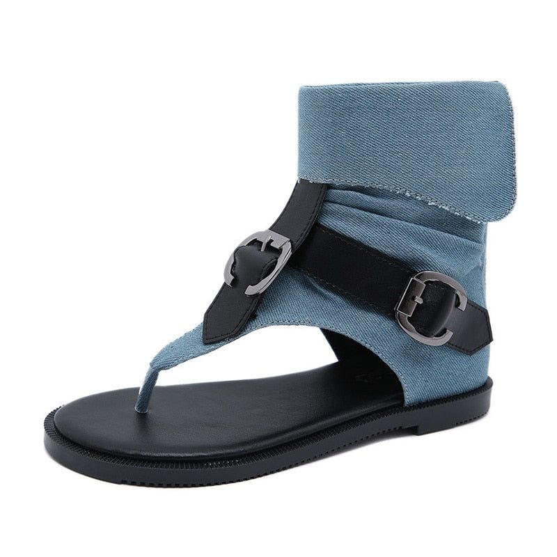 Women's Casual Shoes GCSF0552 Fashion Buckle Flat Sandal Rome Style Touchy Style