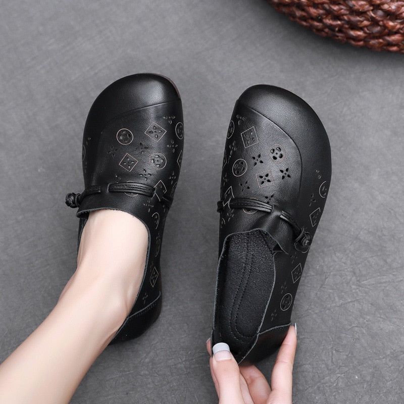 Women's Casual Shoes GCSK19 Leather Flats Comfortable Handmade Sandals Touchy Style