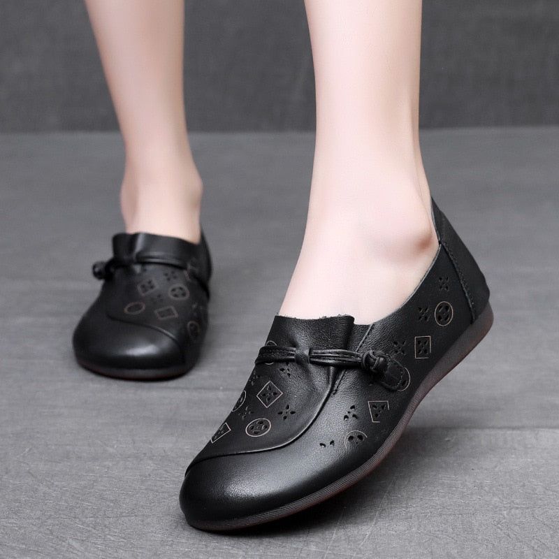 Women's Casual Shoes GCSK19 Leather Flats Comfortable Handmade Sandals Touchy Style