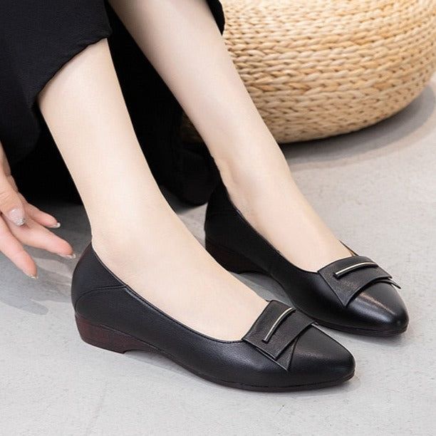 Women's Casual Shoes GCSZXC09 Flats Pointed Toe Leather Boat Touchy Style