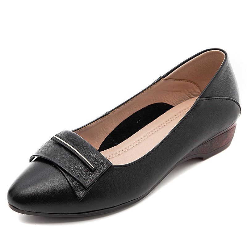 Women's Casual Shoes GCSZXC09 Flats Pointed Toe Leather Boat Touchy Style