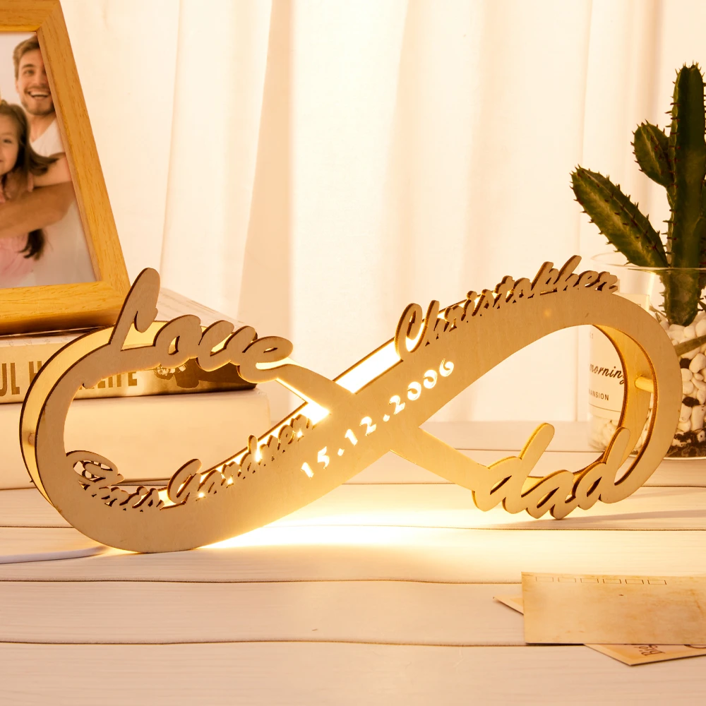 Custom Infinity Engraved Wood Lamp dylinoshop