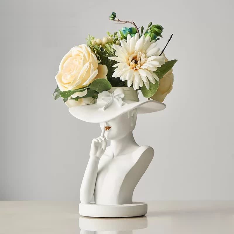 Modern Girl Statue Flower Vase feajoy