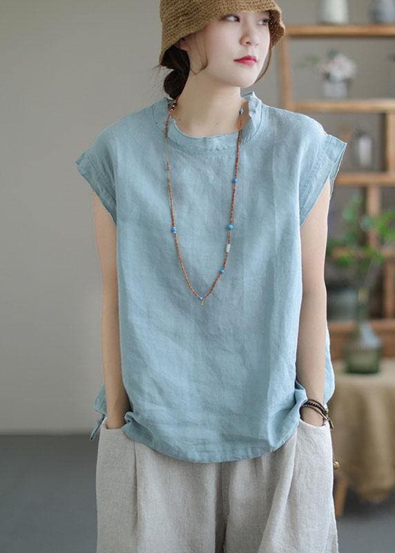 Yellow Drawstring Patchwork Summer Linen Tank Sleeveless GK-VTP210721