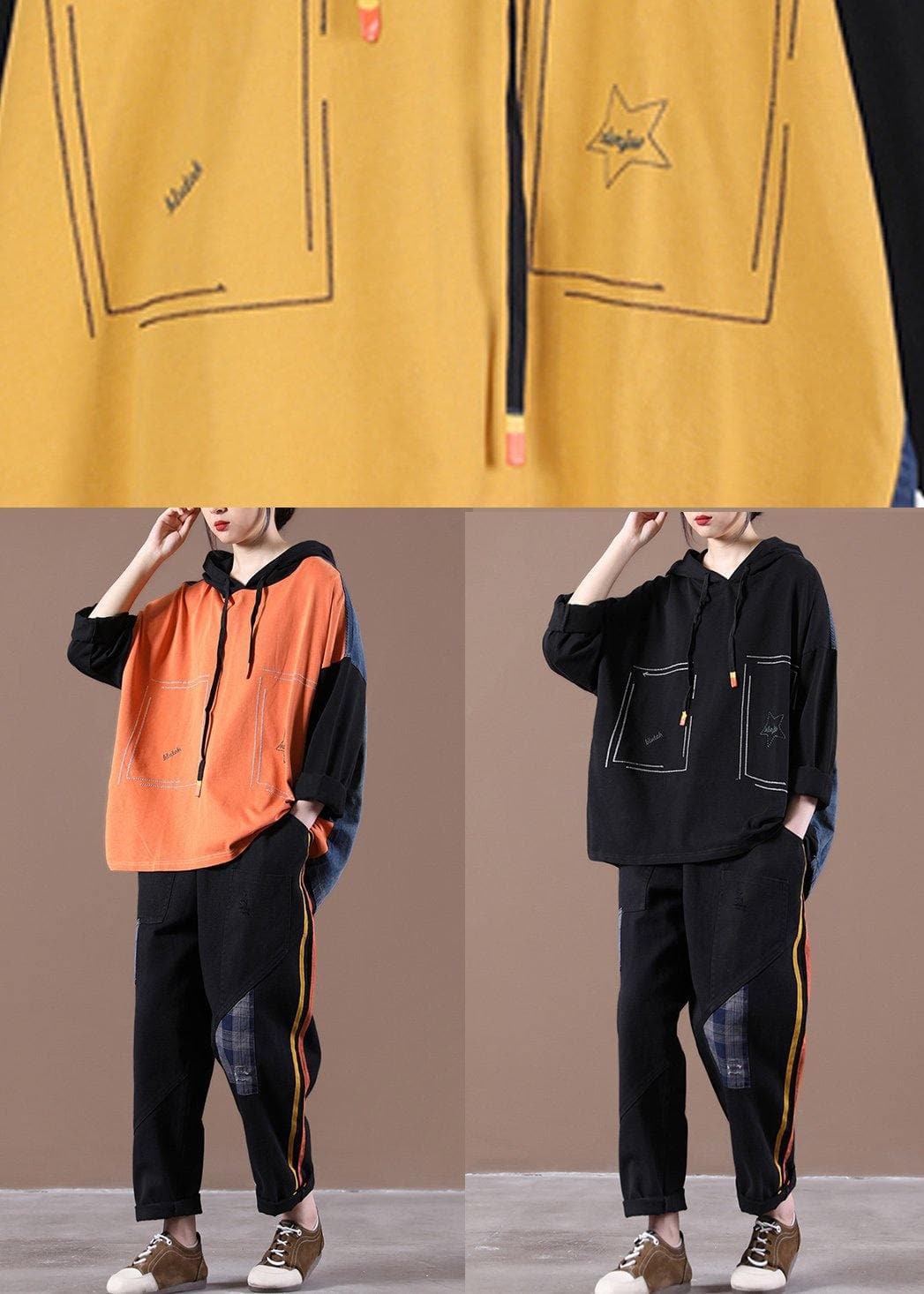 Yellow Loose Denim StitChing Suit WG-LTP210302