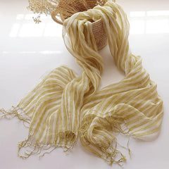 Yellow striped French scarf spring and summer sunscreen women and men shawls fringed thin women SCF200801