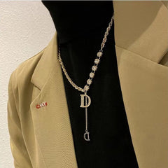 Zircon D Letter Long Necklaces Charm Jewelry NCJSO09 Touchy Style