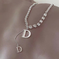 Zircon D Letter Long Necklaces Charm Jewelry NCJSO09 Touchy Style