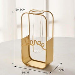 Nordic Golden Glass Vase feajoy