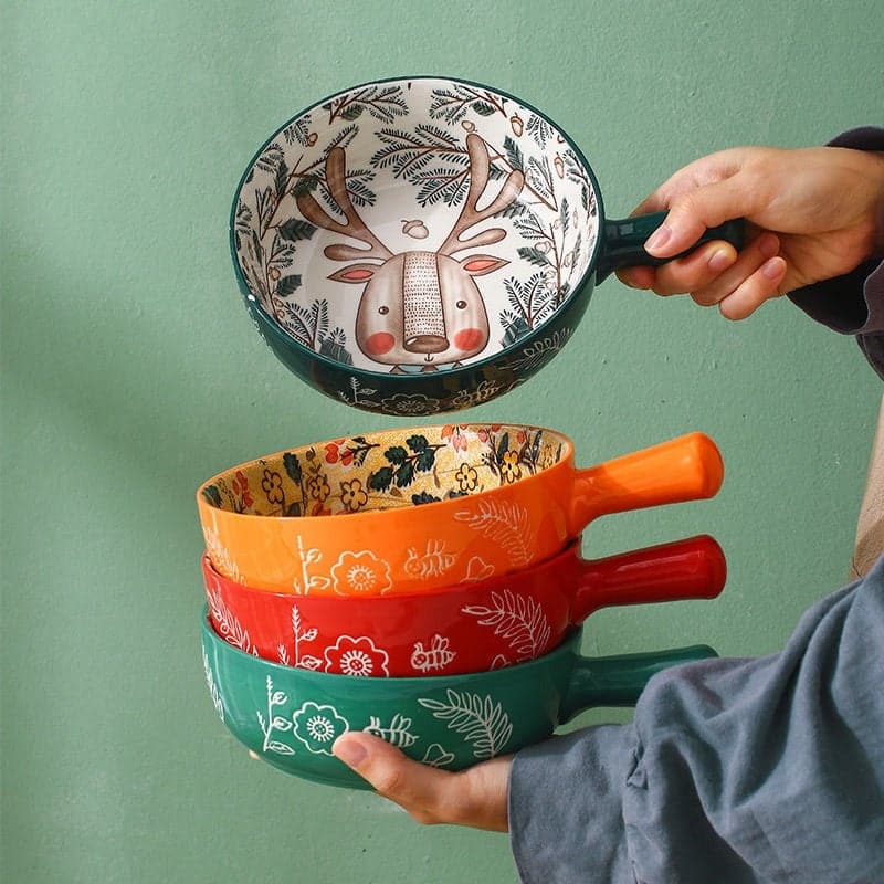 Single Handle Baking Bowl (Hand Painted) dylinoshop