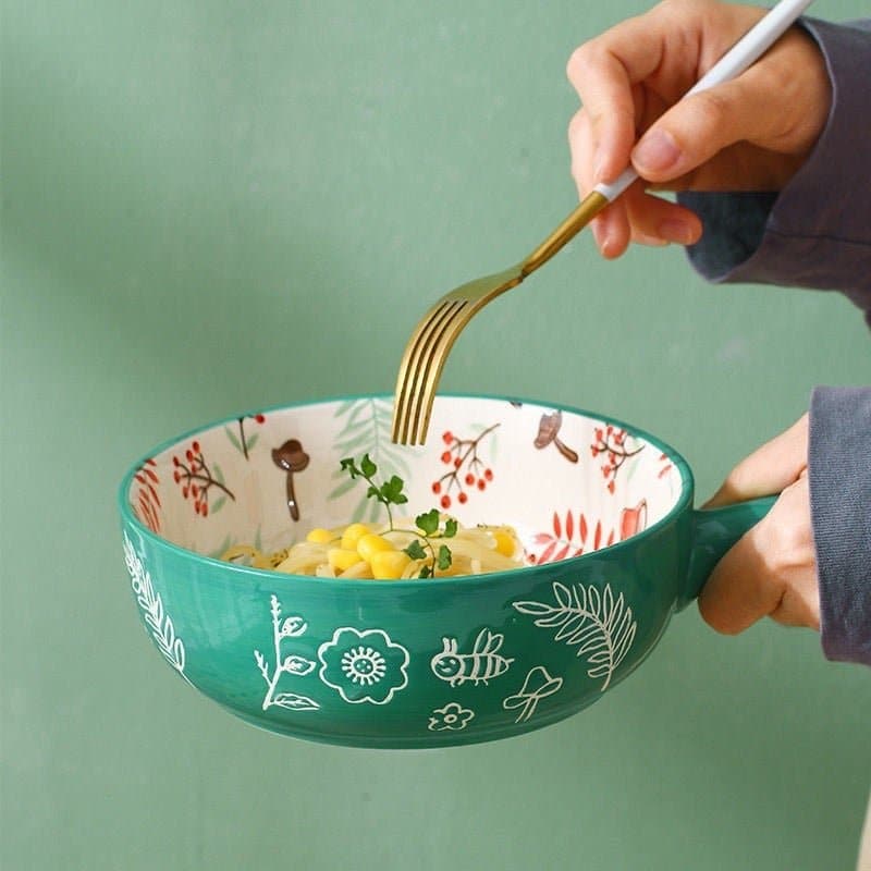 Single Handle Baking Bowl (Hand Painted) dylinoshop