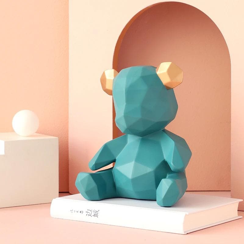 Modern Geometric Teddy Bear Figurine feajoy