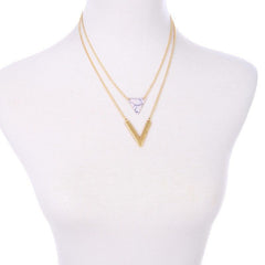 Artificial Marble Triangle Pendant Multi-Layer Necklaces Charm Jewelry KMOS0400 Touchy Style