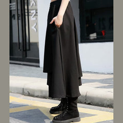 baggy black cotton shift skirt plus size holiday skirt elastic waist baggy New asymmetrical design autumn skirt AT-SKTS180910