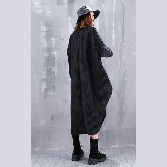 baggy black maxi dress casual O neck traveling dress fine asymmetric dresses AT-FDL181010