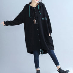 black fashion back prints cotton trench coats plus size hooded winter outfits TCT171101