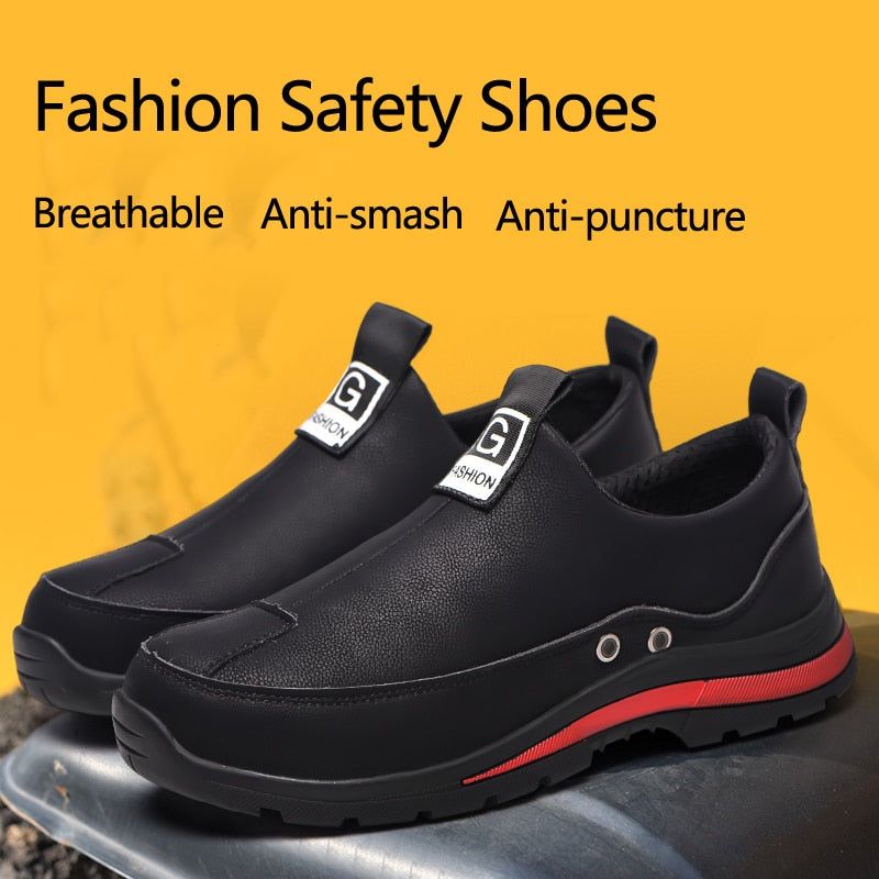 Black Fashion Sneakers Safety Shoes For Men Anti-smash Work Boots MCSIC30 dylinoshop